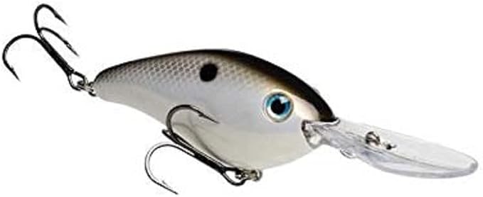 Strike King Red Eyed Shad Tungsten 8XD 10XD Deep Diving Crankbaits 2 oz Black Large 3D Red Eyes VMC Vanadium Cone Cut Hooks Bass Fishing Hooks 1 Piece