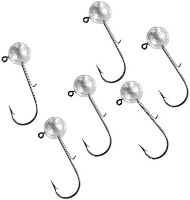 1/8 oz Round Jig Heads 3/16 oz 1/4 oz 3/8 oz 1/2 oz Fishing Jigs Saltwater Freshwater Jig Hooks Set Jig Head Hook for Bass Trout Fishing Accessories Bass Fishing Lures Kit Pack of 10