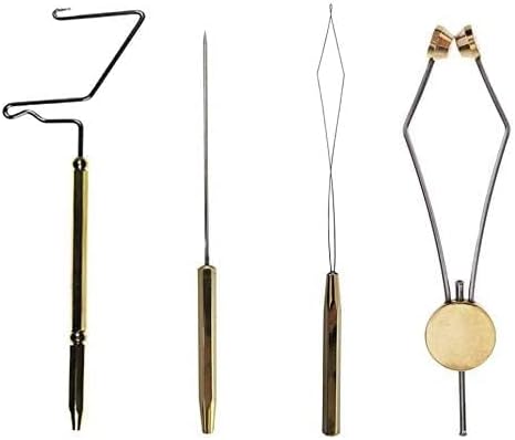 GREATFISHING 4pc Fly Tying Tools Combo Kit - Stainless Steel Whip Finisher, Bodkin, Bobbin, Disc Bobbin