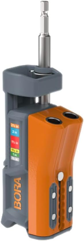 BORA Pro Compact Pocket Hole Jig, Auto Adjusting Drill Guide, Durable Pocket Hole Jig Kit for Woodworking & Tight Spaces - For Materials 1/2 inch to 1 1/2 inch Thick, Power Tool Accessory Jigs