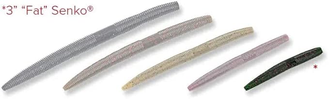 Yamamoto 3" Fat Senko Soft Plastic Worm Easy to Use Bass Fishing Stick Bait Lures - 10 Pack