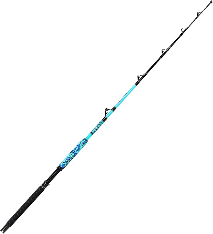 Fiblink Trolling Fishing Rod 1-Piece/2-Piece Saltwater Big Game Rod Offshore Conventional Boat Fishing Pole (6'/6'6"/7')