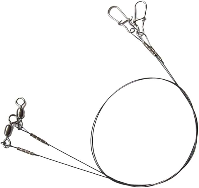 2 Pack Fishing Leader Lines with Strong Swivel DuoLock Snap for Predator Angling