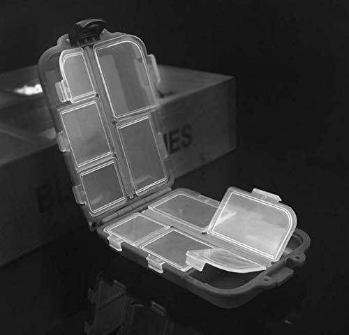 2x Small Hard Fishing Tackle Box Portable Case Hooks Lure Baits Storage Box Containers For Storing Swivels Jigs Hooks Sinker,10 Compartments (Black)