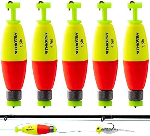 THKFISH Fishing Bobbers 5PCS EVA Foam Round Floats Red/Green Snap-On Spring Fishing Buoy Accessories for Freshwater Saltwater