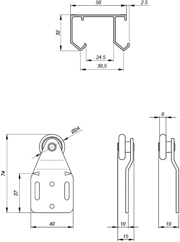 Sliding Closet Door Hardware Kit - 59-inch Double Track for 2 Bypass Doors Up to 100lbs - SLID'UP 110