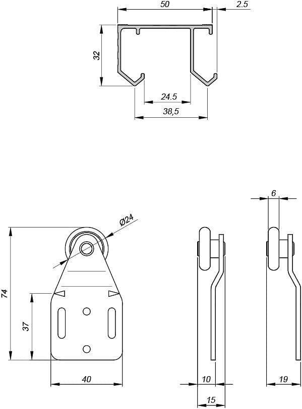 Sliding Closet Door Hardware Kit - 70-inch Double Track for 2 Bypass Doors Up to 100lbs - SLID'UP 110