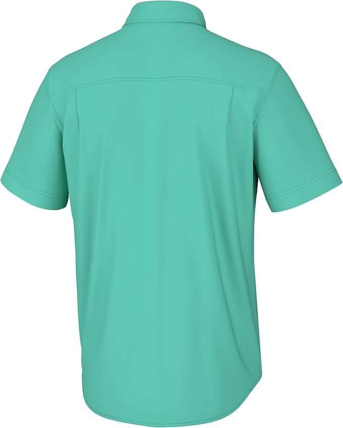 HUK Mens Kona Solid Short Sleeve Fishing Button Down Shirt for Men, Fresh Salmon, 3X-Large