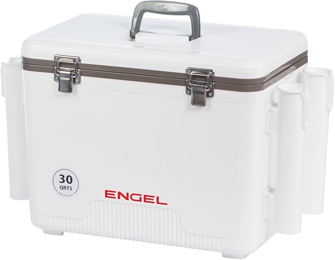 Engel UC30 Leak-Proof, Air Tight, Fishing Drybox Cooler with Built-in Fishing Rod Holders, Also Makes The Perfect Hard Shell Lunchbox for Men and Women