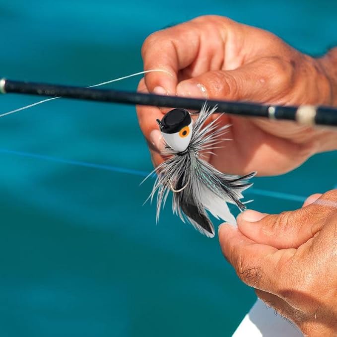 Fly Fishing Poppers, Topwater Fishing Lures Bass Crappie Bluegill Sunfish Panfish Trout Salmon Perch Steelhead Flies for Fly Fishing Bass Panfish Bluegill Trout Salmon