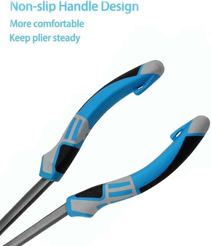 11" Long Nose Fishing Pliers, Straight & Bent Jaws, PTFE Coated Corrosion Resistant, Hook Remover & Braid Cutter Fishing Needle Nose Pliers, Saltwater Freshwater Gear for Bass Snook Trout