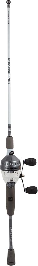 ProFISHiency 6'3" Grey/White Spincast Combo | 6'3" Medium Action 2pc IM6 Graphite Rod | Spincast Reel w/ 4.1:1 Gear Ratio | Aluminum Handle w/EVA Knobs | Pre-Spooled w/ 8lb Abrasion Resistant Line