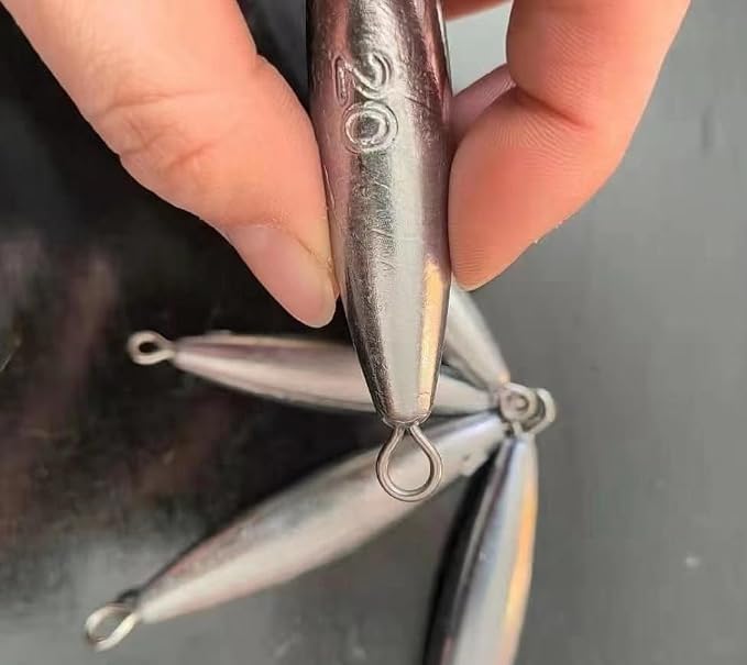 10PCS Fishing Weights Torpedo Sinkers Inline Trolling Sinkers Weights Kit Fishing Sinkers Catfishing Sinkers Saltwater Fishing Torpedo Weights Double Ring Sinkers - 1oz(30g)