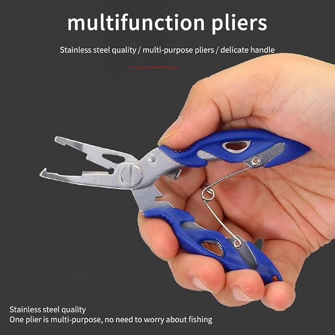 DeepCrush Fishing Pliers, Saltwater, Stainless Steel, Multi-Function, Anti-Corrosion, 4.9-Inch, with Sheath and Lanyard, Fishing Gifts for Men (Black)