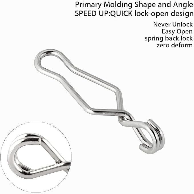 Dr.Fish 20 Pack Speed Clips Stainless Steel Fishing Clips Quick Change Lure Clips Fishing Snaps Freshwater Crankbait Snaps