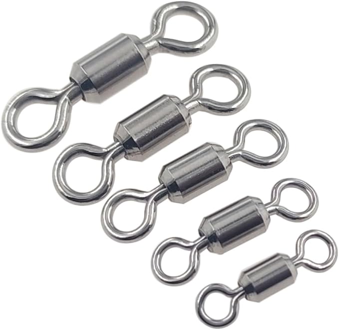 100 Pcs Fishing Swivels Saltwater, 100% 304 Stainless Steel Power Swivel Corrosion Resistance Barrel Swivels High Strength Freshwater Fishing Line Lure Leader Connectors