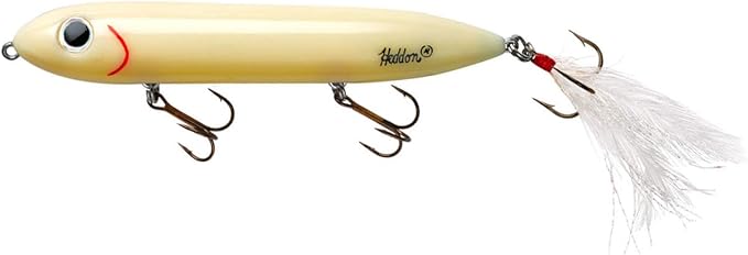 Heddon Super Spook Topwater Fishing Lure for Saltwater and Freshwater, Bone - Feather Dressed, Feather Super Spook Jr (1/2 oz)