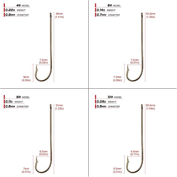 100pcs Long Shank Fishing Hooks High Carbon Steel Fly Tying Jig Hooks Super Sharp Barbed Hook Tips Tan Color 13 Sizes for Choice