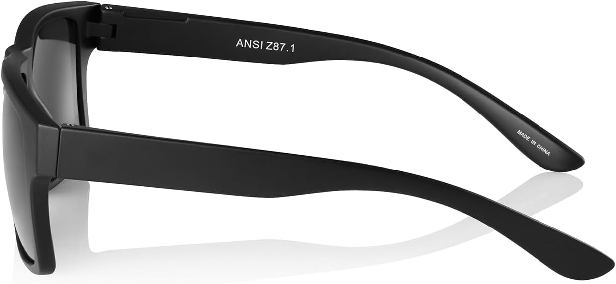 Z87 Safety Sunglasses Polarized for Men Women | Removable Side Shields UV 400 Protection ,Fishing Driving Working