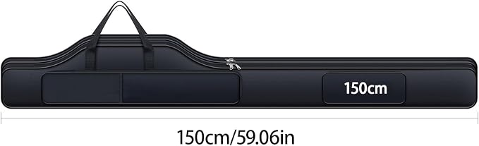 Fishing Rod Case with Fishing Tackle Box Portable Folding Rod Case Pole Reel Storage Bag Gears Organizer (150CM)