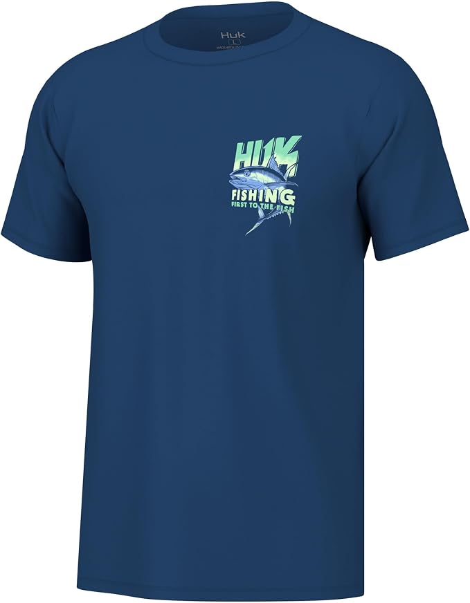 HUK Mens Fishing Graphic Tee, Performance Short Sleeve, Quick-Dry