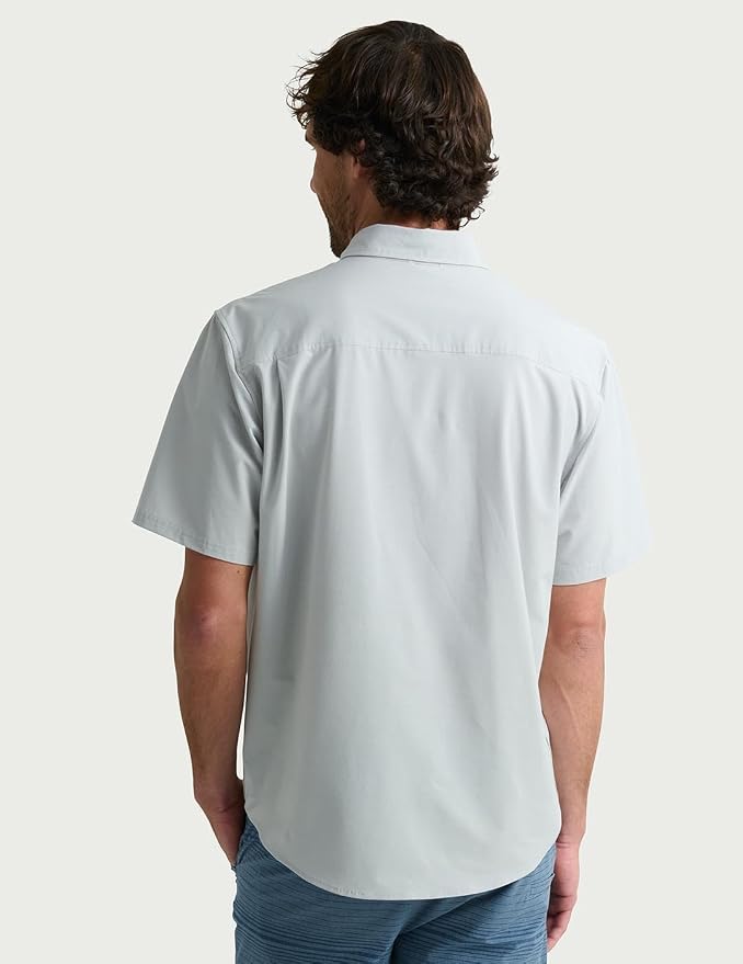 HUK Mens Kona Solid Short Sleeve Fishing Button Down Shirt for Men, Fresh Salmon, 3X-Large