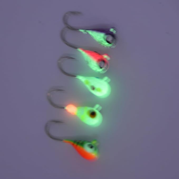 Tungsten Ice Fishing Jig Set Ice Fishing Lures, Max Sensitive Tungsten Tear Drop Ice Jig Head Hook for Panfish, Crappie, Walleye, Perch, Trout, Bluegill