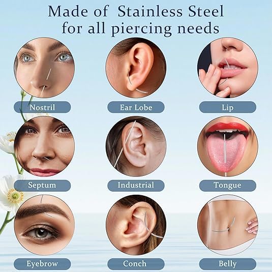MODRSA 20g 16g 18g Piercing Taper Internal Threaded Piercing Taper Insertion Threader Tool Threadless Jewelry Changing Tool Horseshoe Nose Ring Labret Earring Studs Applicator Piercing Ball Grabber