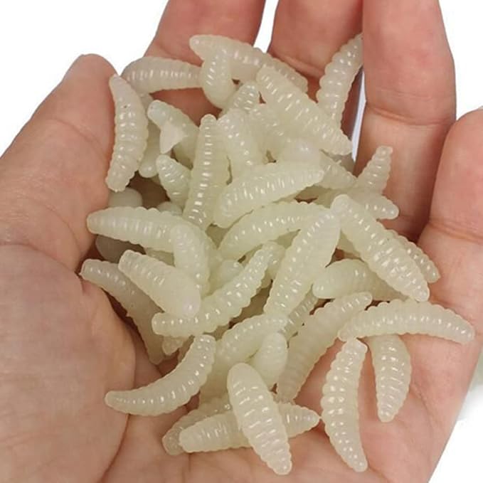 Toasis Artificial Fishing Waxworm Soft Plastic Grub Silicone Larva Wiggler Lure Baits Assorted Colors