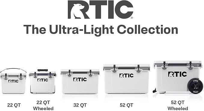 RTIC Ultra-Light Hard Cooler Insulated Portable Ice Chest Box for Drink, Beverage, Beach, Camping, Picnic, Fishing, Boat, Barbecue, 30% Lighter Than Rotomolded Coolers
