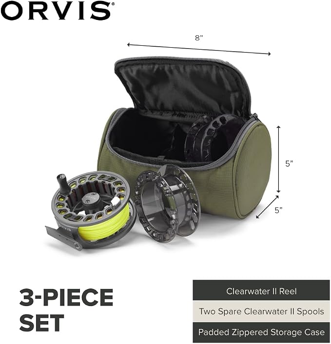 Orvis Clearwater Reel & Spools 3-Pack: Lightweight Fly Fishing Reels with Extra Spools, Durable Construction, Smooth Drag System