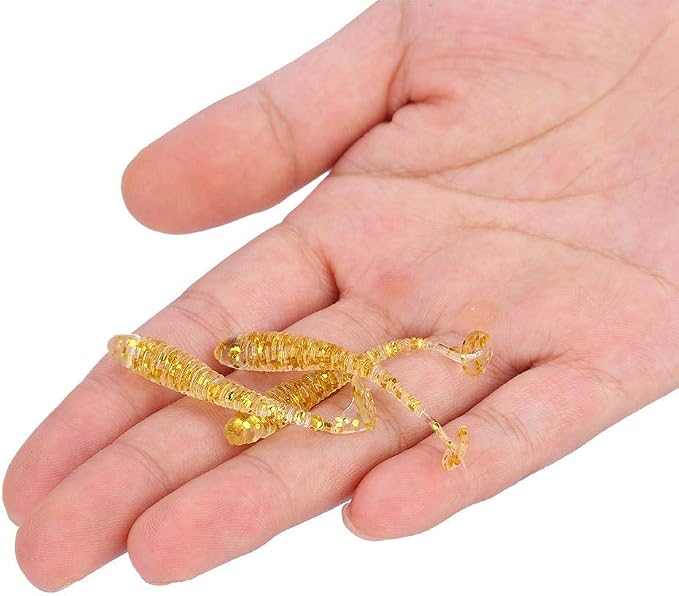 Tbest 50 Pcs 5cm Soft Fishing Lures, Plastic Fishing Bait T-Tail Grub Worm Baits Fish Tackle Accessory 9 Colors