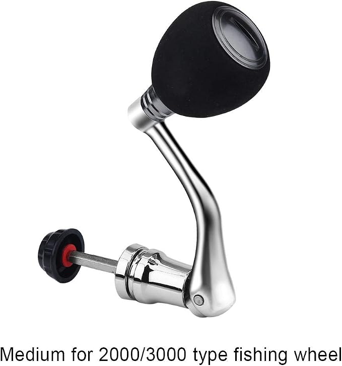 Fishing Reel Handle, Reel Rocker Arm Replacement Power Handle Metal Rocker Arm Grip for Spinning Fishing Reel(Silver Medium for 2000 & 3000)