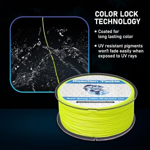 Reaction Tackle Braided Fishing Line - Pro Grade Power Performance for Saltwater or Freshwater Fish - Colored Fishing Line Braid for Extra Visibility