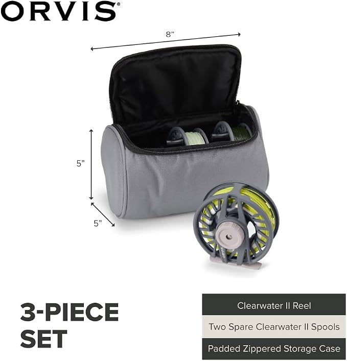 Orvis Clearwater Reel & Spools 3-Pack: Lightweight Fly Fishing Reels with Extra Spools, Durable Construction, Smooth Drag System