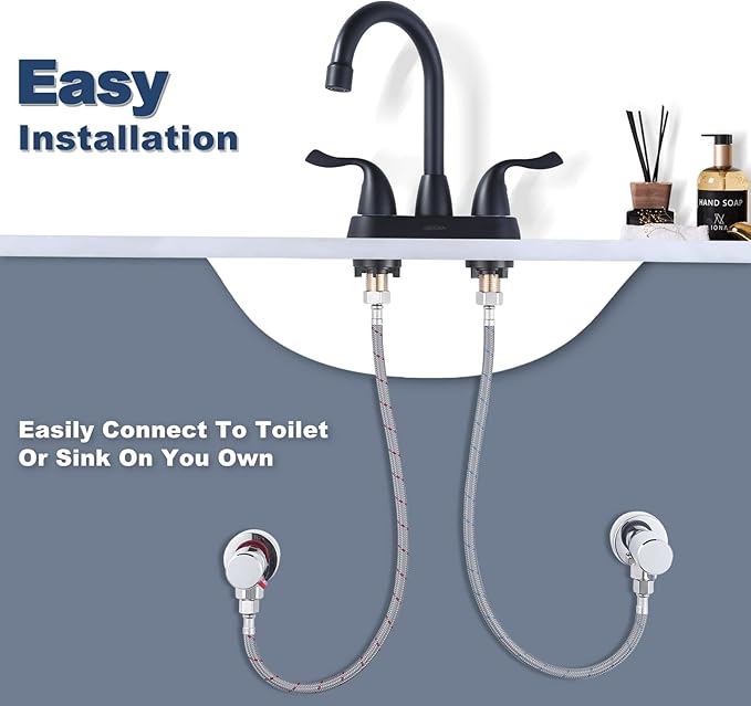 ARCORA 36”Length Faucet Hose Connects Bathroom Kitchen Sink to Water Supply Braided Nylon Supply Line with 3/8" Female Compression Thread x 1/2" Comp 2Pcs (1 Pair)