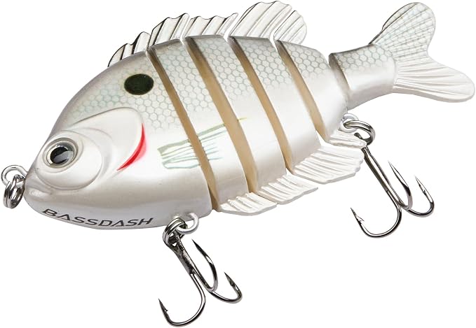 BASSDASH SwimPanfish Multi Jointed Panfish Bluegill Swimbaits Hard Topwater Bass Lures Fishing Lure Crank Saltwater 3.5in/0.85oz