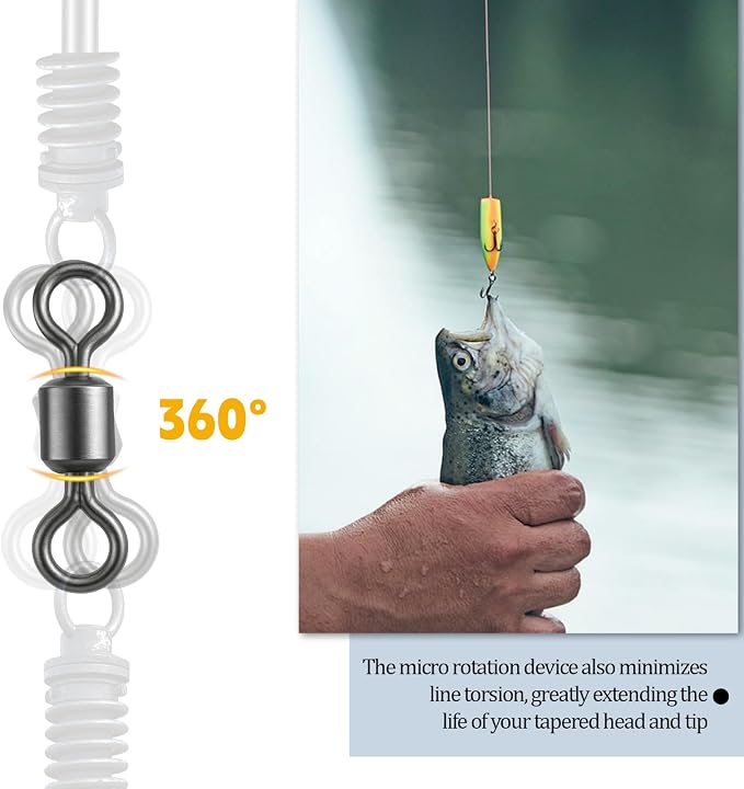 SynHHergyx 100 Pack Micro Swivels for Fly Fishing, Small Fishing Swivels Rolling Barrel Swivels Fly Fishing Tackles, High Strength Barrel Swivel Hook Line Connector with Black Coating
