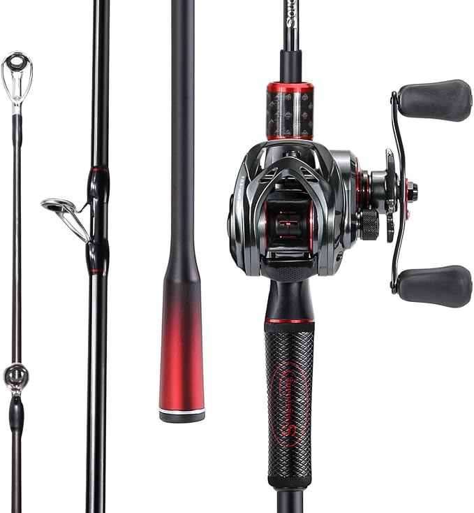Sougayilang Baitcasting Rod and Reel Combo, 2-Piece Medium Rod with 8.0:1 High-Speed Baitcaster Reel, Magnetic Brake System, Travel-Friendly Bass Fishing Kit for Beginners to Pro