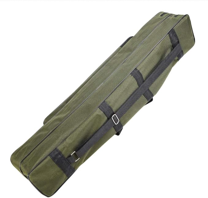 Conskyee Portable Foldable Fishing Rod Case, Fishing Pole Bag, Double Layer Oxford Travel Storage for Short Rods & Reels, Compact for Backpack (80cm/2.62ft)