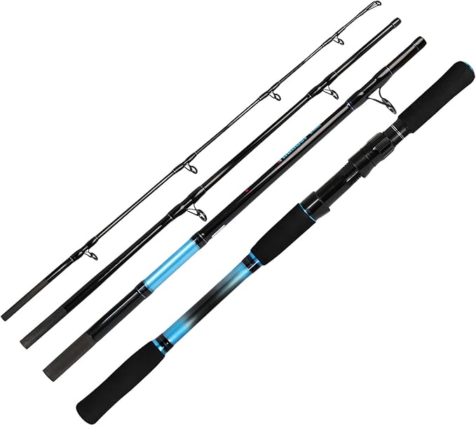Fiblink 4-Piece 7-Feet Carbon Fiber Boat Fishing Rod Spinning Travel Portable Rod Tournament Fishing Pole for Fresh & Saltwater