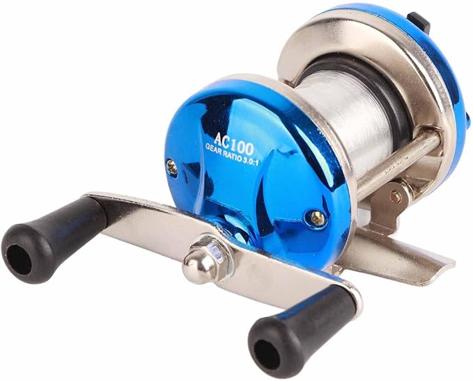 Fishing Reel, RoundBaitcasting Reel Conventional Fihsing Wheel with Line Lure Reel for Catfish, Salmon/Steelhead, Striper Bass and Inshore Saltwater Fishing(Blue)