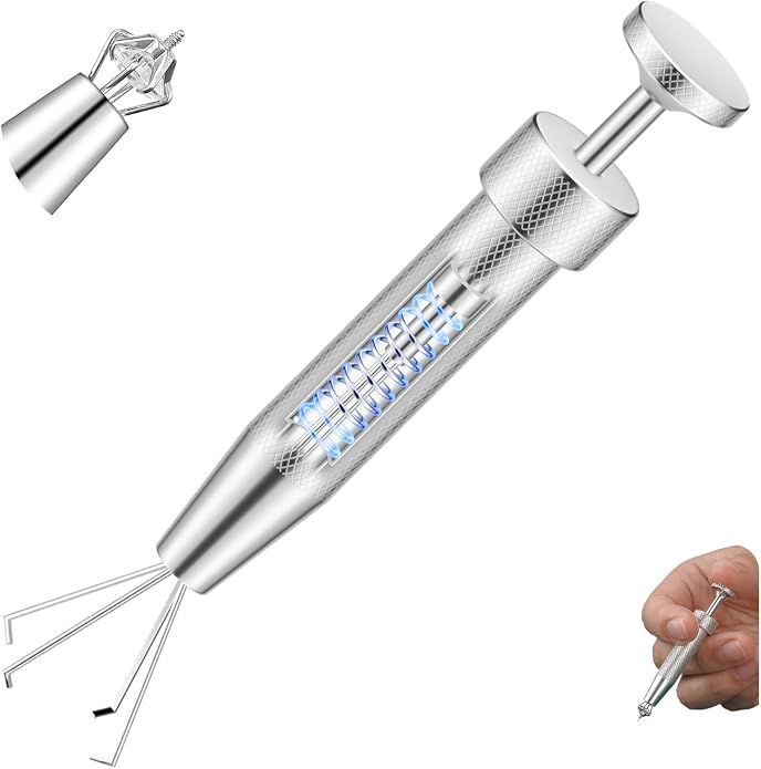 Upgraded Anti-Slip Piercing Ball Grabber Tool with Ergonomic Design for Changing Jewelry, Stainless Steel Jeweler Pick Up Tool 4 Claw Gem Piercing Changing Tool Body Piercing Kit for Ear Nose Lip