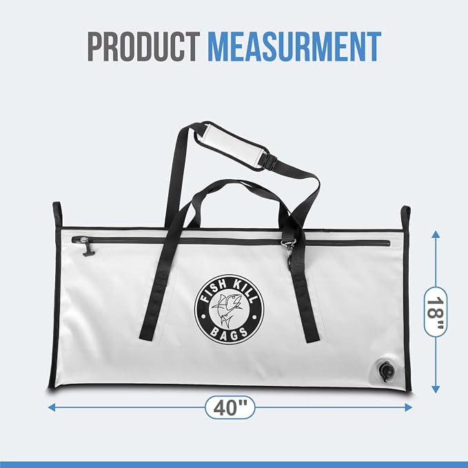 Flat PVC Tarpaulin Insulated Fish Cooler Kill Bag - Waterproof Fishing Cooler Bag with Easy Grip Carry Handles - Portable Soft Cooler - 3 Sizes