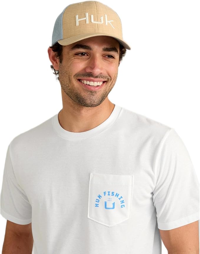 HUK Mens Trucker Hat, Anti-Glare Snapback Fishing Hat for Men