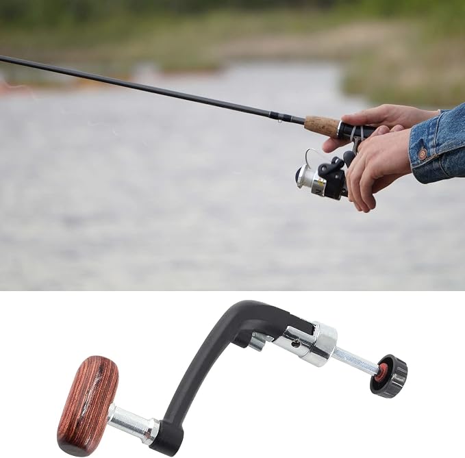Jiozermi 2 Pcs Fishing Reel Power Handle, Fishing Reel Rotary Knob, Stainless Steel Fishing Spinning Reel Handle, Power Handle for Reel Replacement Grip Parts (Small Size)