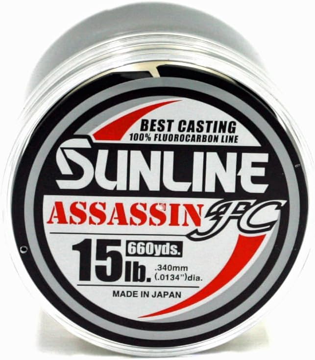 Sunline Assassin FC Fluorocarbon Fishing Line – 100% Fluorocarbon, P-Ion Technology, Multiple Line Weights & Spool Sizes