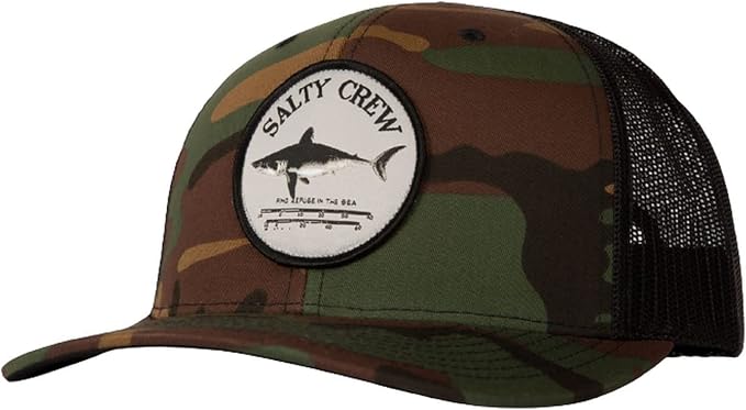 Salty Crew Shark Logo Retro Trucker Hat - Unisex Adjustable Baseball Hat for Adults - Premium Cotton