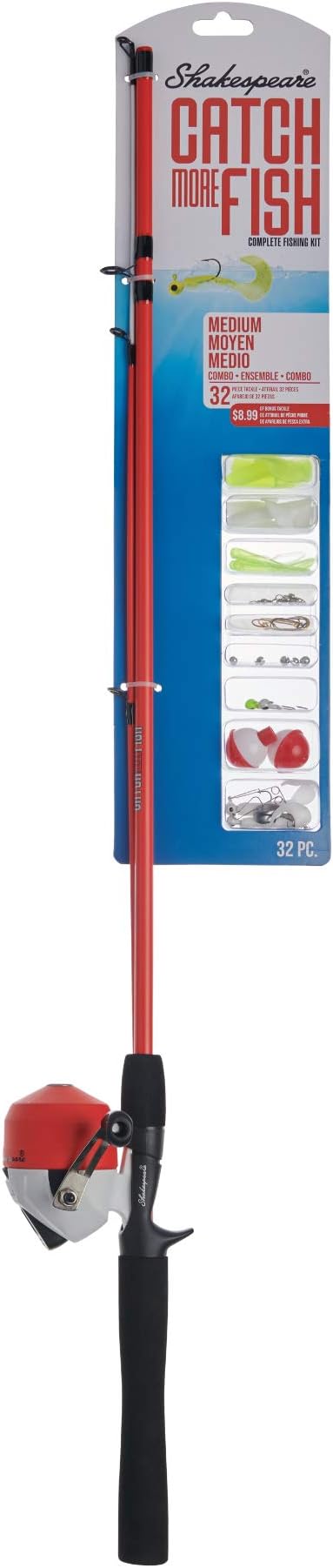 Shakespeare Catch More Fish Spincast Reel and Fishing Rod Combo with Kit
