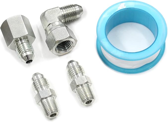 Steel Braided Turbo Oil Feed Line -4AN, Pressure Stainless Remote Turbocharger Sensor Teflon 4 AN Gauge Line Kit (48 inch)